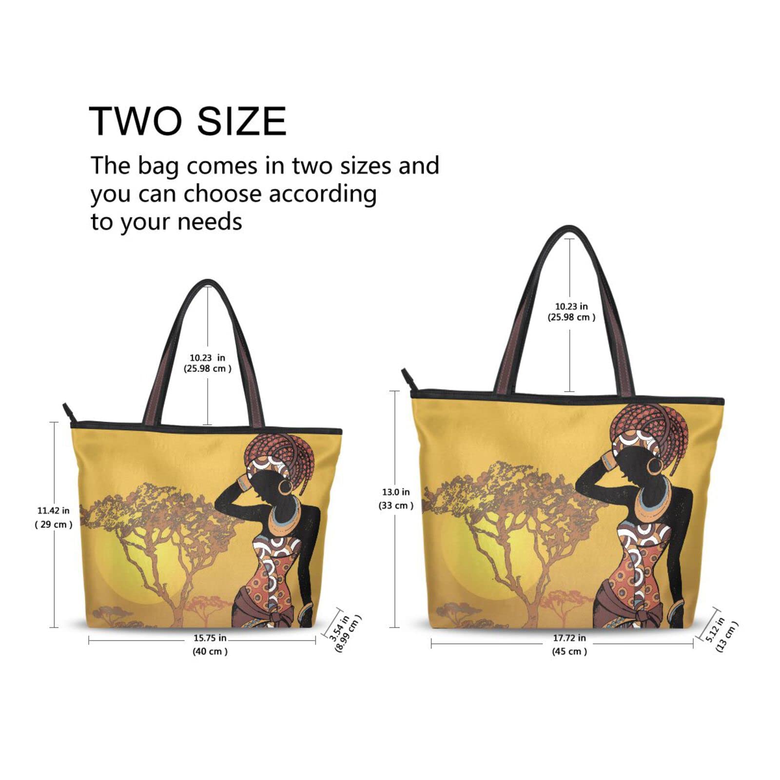 Eyanle Tote Bag For Women Shoulder Bag for School Handbags for Beach Work Travel Large Tote Bag with Zipper African American Woman