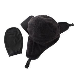 Home Prefer Waterproof Mens Winter Hats with Brim Fleece Lined Earflaps Hat Full Cover Trapper Hat Black