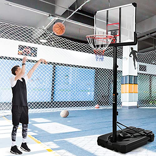 HomSof Portable Basketball Hoop Basketball System 6.6-10ft Height Adjustment for Youth Adults LED Basketball Hoop Lights,Colorful Lights,Waterproof,Super Bright，6.6Ft-10Ft