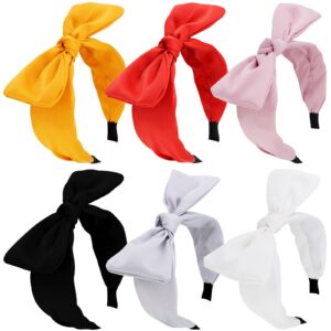 TOBATOBA Hairband, 6Pcs Big Bow Headbands for Women - Satin Silk Bowknot Retro Headband, Knotted Headband for Women Hair Accessories for Women Girls