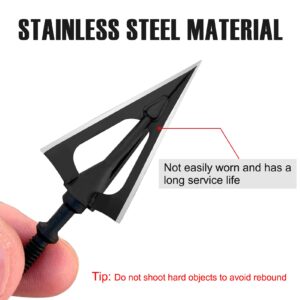 Hunting Broadheads (Pack of 5), 100 Grain Fixed 3 Blades Archery Arrow Tips with Standard Screw-in Head, Crossbow Compound Recurve Bow Arrowhead (Black)