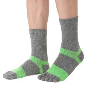 HABITER Mens Crew Toe Socks Cotton Five Finger Sock Running Athletic 5 Toe Shoes Socks 4 Pairs(D3)