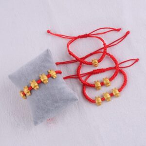 Fuqimanman2020 2023 Year of The Rabbit Red String Handwoven Adjustable Charm Bracelet Chinese Zodiac Bunny Animal Braided Good Prospects Blessing Lucky New Year Jewelry for Women Men-4pcs/Set