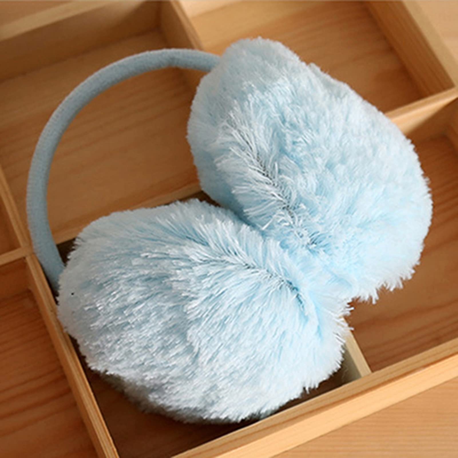 Winter Earmuffs Ear Muffs Faux Fur Warm Earmuffs Unisex Foldable EarMuffs Outdoor Ear Warmers for Women Men Girls Boys Light Blue