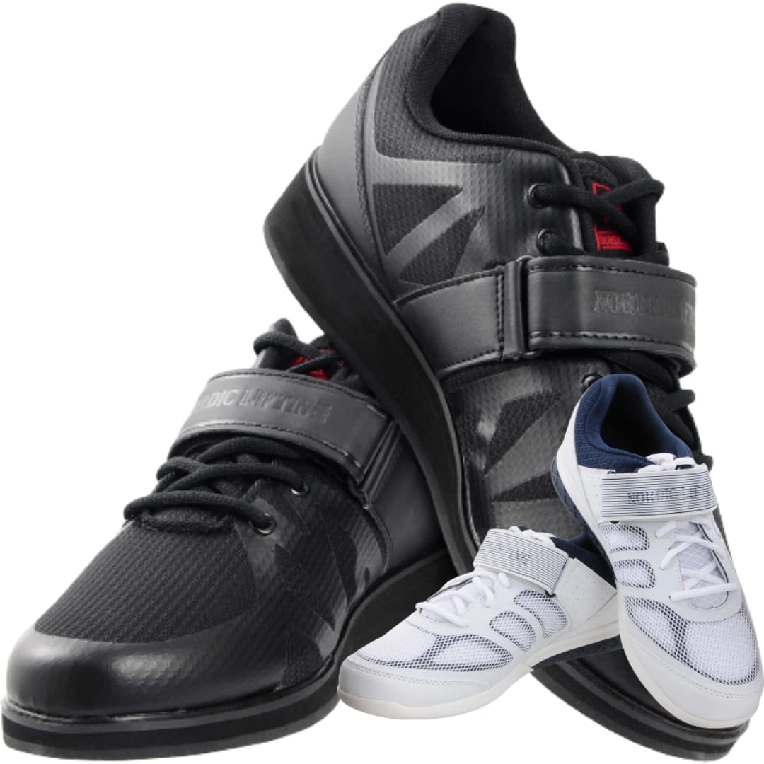 Nordic Lifting Shoes Megin Size 8.5 - Black Bundle with Shoes Venja Size 8 - White