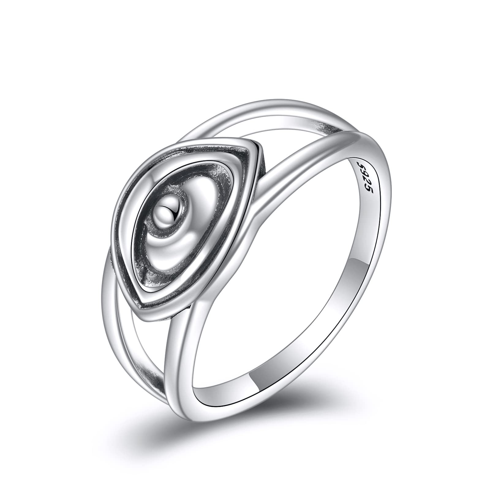 TIGER RIDER Silver Evil Eye Ring Sterling Silver Evil Eye Jewelry Gifts for Women 8