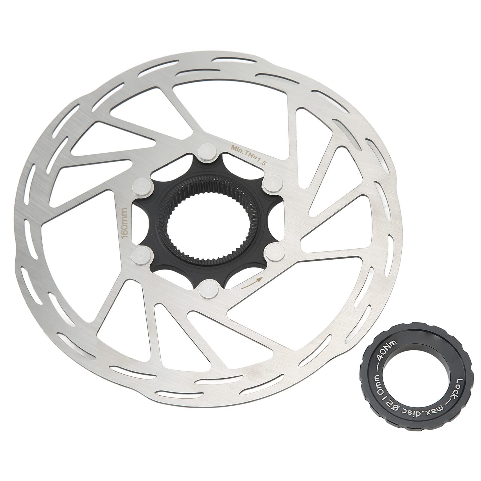 BuyWeek 160mm Bike Disc Brake Rotor, Central Lock Disc Brake Rotor Hollow Design Mountain Bike Disc Brake Rotor Accessories