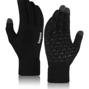 Gaoport Winter Gloves Men Women Touchscreen Texting Warm Knit Gloves with Anti-Slip Silicone Gel - Thermal Soft - Elastic Cuff Stretchy Gloves for Men Cold Weather