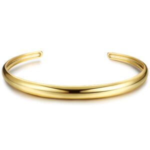 HAIAISO Gold Bracelets 18K Gold Plated Twisted Chunky Bangle Bracelet Plain Polished Adjustable Cuff Bangle Bracelet for Women