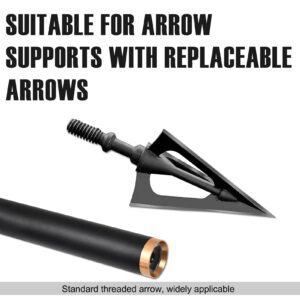 Hunting Broadheads (Pack of 5), 100 Grain Fixed 3 Blades Archery Arrow Tips with Standard Screw-in Head, Crossbow Compound Recurve Bow Arrowhead (Black)