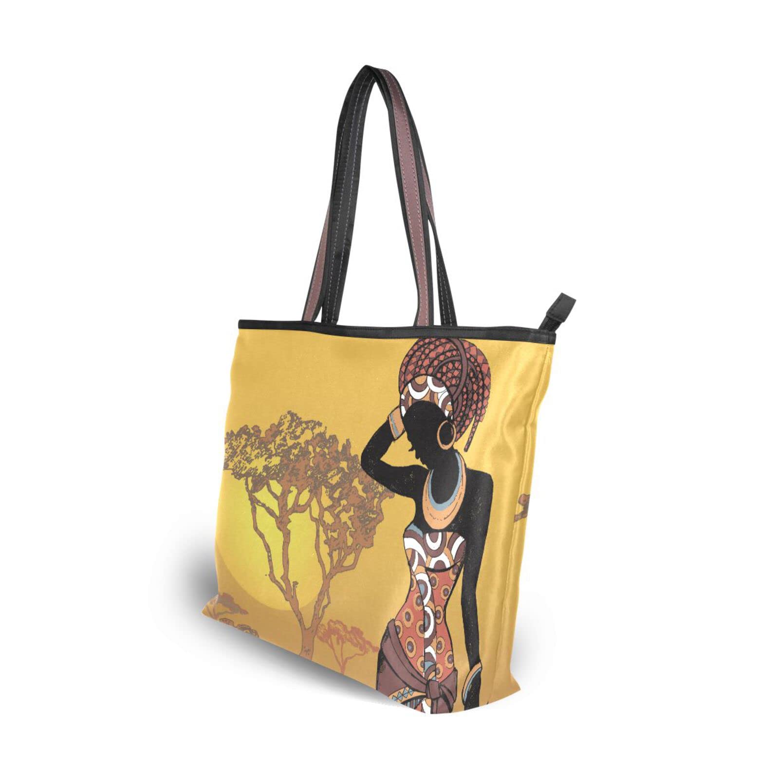 Eyanle Tote Bag For Women Shoulder Bag for School Handbags for Beach Work Travel Large Tote Bag with Zipper African American Woman