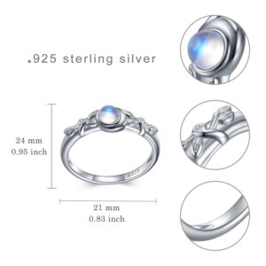 SCZKLAQ Moonstone Ring for Women,925 Sterling Silver Moonstone Ring Jewelry Gifts for Women (6)