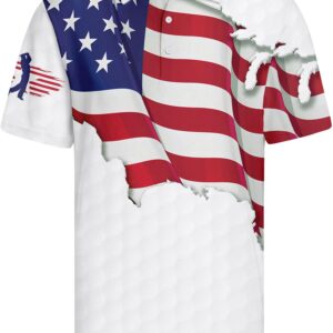 PAGYMO Golf Shirts for Men Crazy Funny Print Hawaiian Mens Polo Shirt Patriotic Flag Shirt, X-Large, Aop-polo-06368