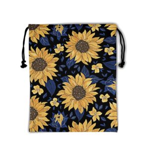 watercolor sunflower leaf grip bag - grip bags for gymnasts sunflowers gymnastics drawstring bag yellow flowers gym bag tropical floral athlete string pouch bag water resistant adjustable