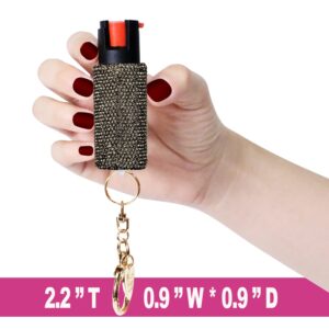 Hope Bobbie Bling-it-On Pepper Spray Rhinestone Keychain-Maximum Strength OC Spray for Self Defense-Fashionable Key Holder-7ft (2M) Range for Women (Black)