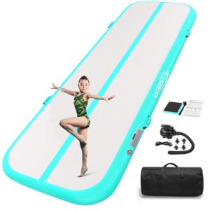 gymnastics air mat tumbling mat 13ft/16ft/20ft tumble track, inflatable tumbling mat 4/8 inch thickness gymnastics air training mats with electric air pump for home use/tumbing