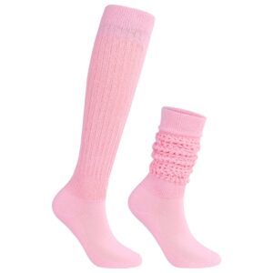 Century Star Scrunch Socks Leg Warmers for Women Pink Slouch Socks Womens Warm Knee High Long Socks Tube Socks Light Pink One Size