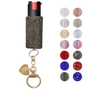 Hope Bobbie Bling-it-On Pepper Spray Rhinestone Keychain-Maximum Strength OC Spray for Self Defense-Fashionable Key Holder-7ft (2M) Range for Women (Black)