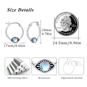 Evil Eye Hoop Earrings 925 Sterling Silver Demon Eye Hoop Earrings for Women Lucky Protection Jewelry Gifts