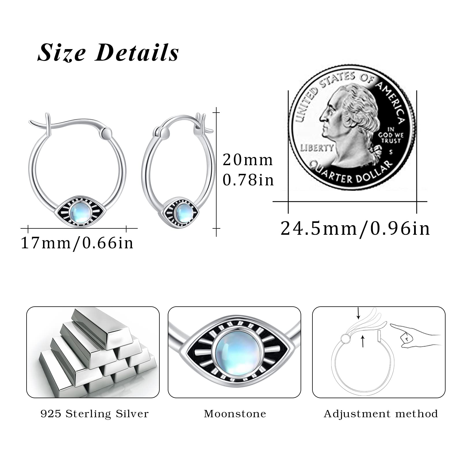 Evil Eye Hoop Earrings 925 Sterling Silver Demon Eye Hoop Earrings for Women Lucky Protection Jewelry Gifts