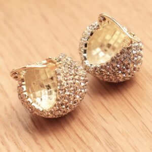 Sonateomber Chunky Gold Huggie Hoop Earrings for Women Sparkly Bling CZ Cubic Zirconia Rhinestone Statement Ball Teardrop Earrings Wedding Prom Jewelry Gift