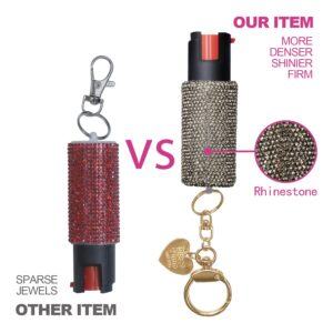 Hope Bobbie Bling-it-On Pepper Spray Rhinestone Keychain-Maximum Strength OC Spray for Self Defense-Fashionable Key Holder-7ft (2M) Range for Women (Black)