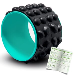 trideer back roller & back stretcher, back pain relief products, yoga wheel for back to muscle release & spine stretch, foam roller for back cracking device - 7.5" w x 11" h (teal)