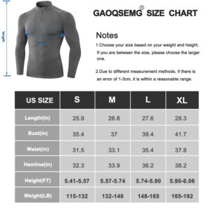 GAOQSEMG Mens Quarter Zip Pullover Fleece,Men's Keep Warmth Thermal Long Sleeve Workout Running T-Shirts Athletic Gym Sports Baselayer Tops(F Grey,S)