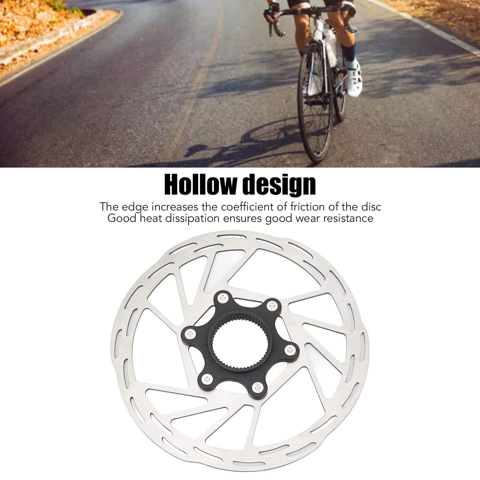 BuyWeek 160mm Bike Disc Brake Rotor, Central Lock Disc Brake Rotor Hollow Design Mountain Bike Disc Brake Rotor Accessories