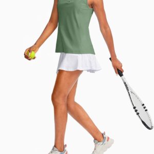 G Gradual Women's Sleeveless Golf Polo Shirts Tennis Quick Dry Collared Tank Tops V-Neck Polos for Women(Green,XL)