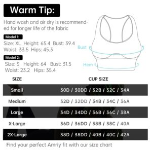 AMRIY Racerback Sports Bras for Women Medium Support Padded Seamless Women's Sports Wireless Bra Black White,XXL