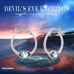 Evil Eye Hoop Earrings 925 Sterling Silver Demon Eye Hoop Earrings for Women Lucky Protection Jewelry Gifts