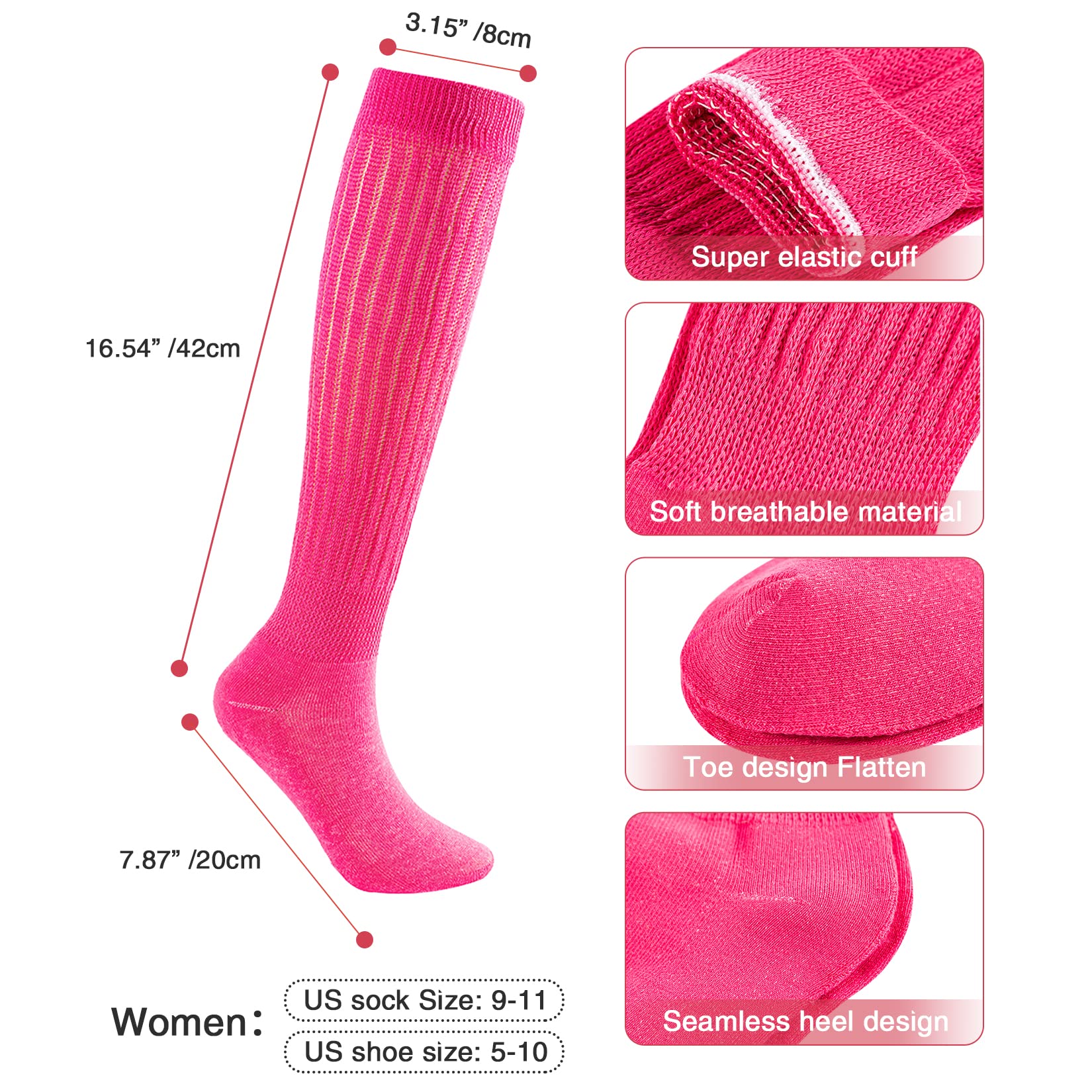 Century Star Scrunch Socks Leg Warmers for Women Pink Slouch Socks Womens Warm Knee High Long Socks Tube Socks Light Pink One Size