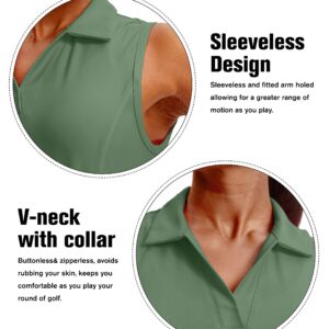 G Gradual Women's Sleeveless Golf Polo Shirts Tennis Quick Dry Collared Tank Tops V-Neck Polos for Women(Green,XL)