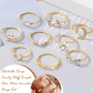 Long tiantian Gold Knuckle Rings for Women Non Tarnish Stackable Rings Boho Rings Set Stacking Midi Pinky Snake Wudu Nail Rings Aesthetic Rings Christmas Gifts Stocking Stuffers