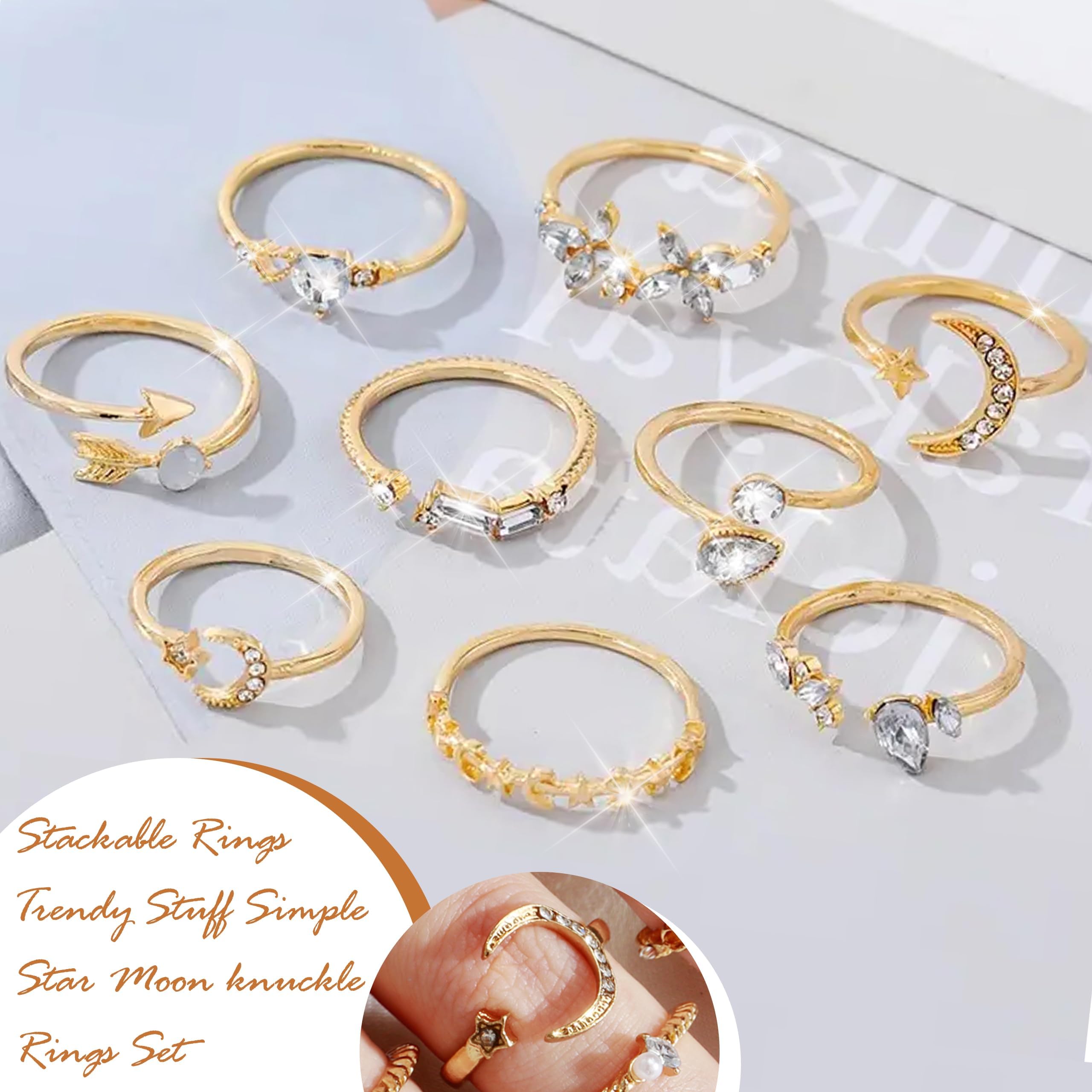 Long tiantian Gold Knuckle Rings for Women Non Tarnish Stackable Rings Boho Rings Set Stacking Midi Pinky Snake Wudu Nail Rings Aesthetic Rings Christmas Gifts Stocking Stuffers