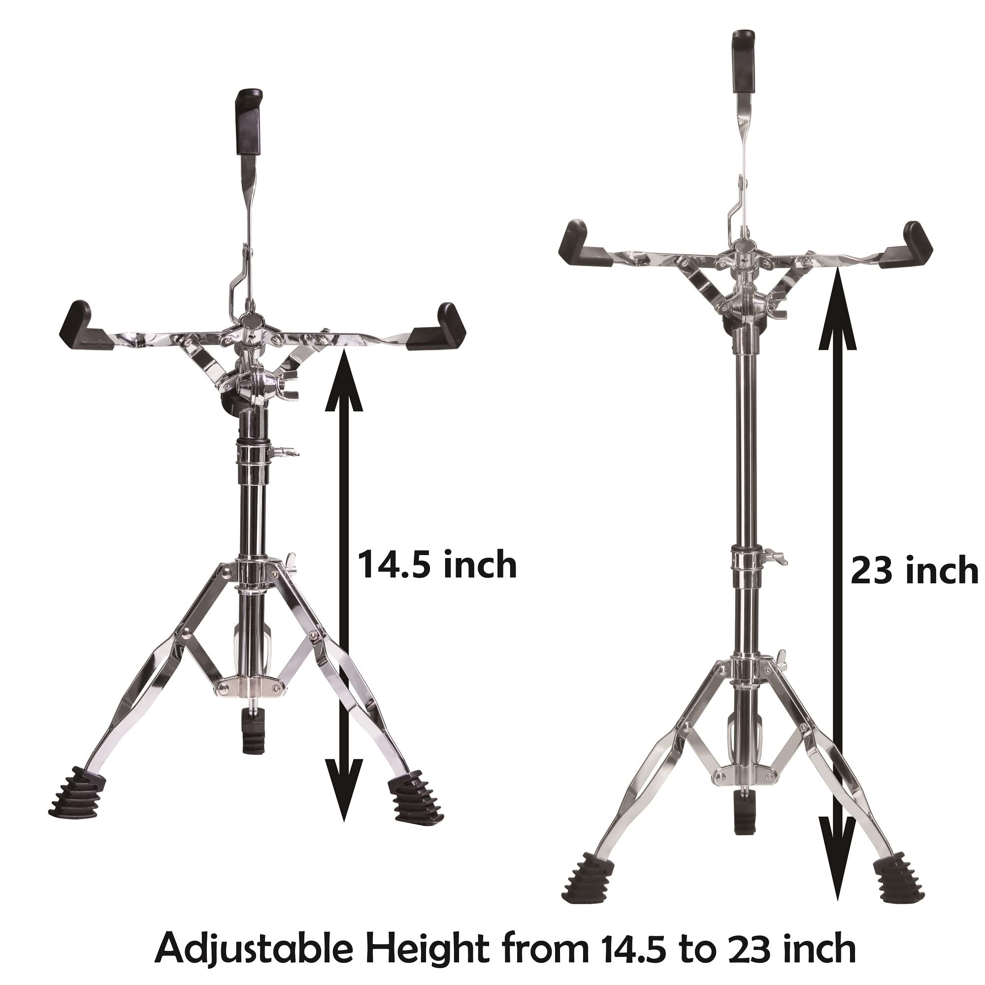 Snare Drum Stand, Concert Snare Drum Stands, Adjustable Snare Stand Tripod Double Braced Extended with Drum Stick Holder Fit 10''-14'' Dia Drums Pad, Height Range 18-25.6 Inches