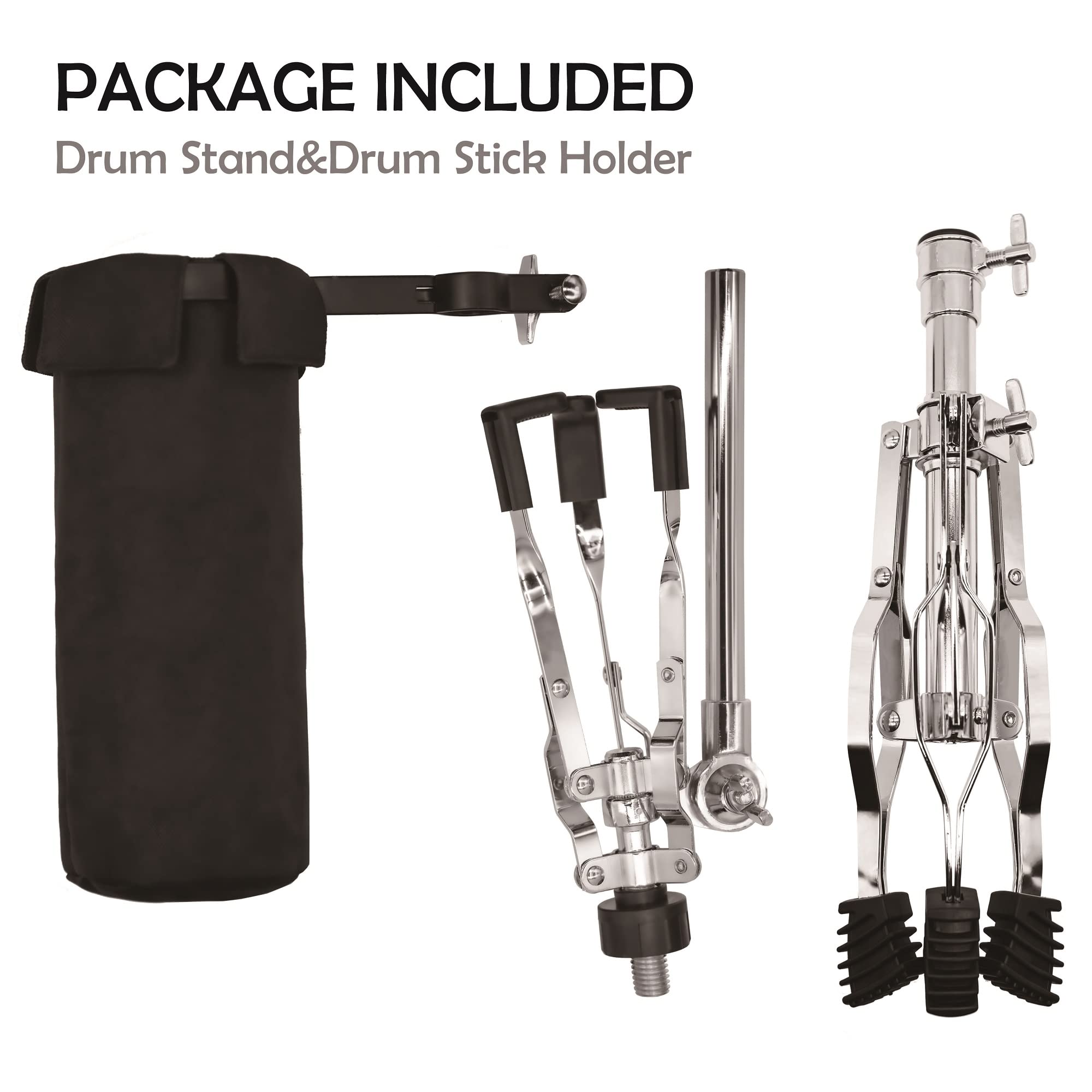 Snare Drum Stand, Concert Snare Drum Stands, Adjustable Snare Stand Tripod Double Braced Extended with Drum Stick Holder Fit 10''-14'' Dia Drums Pad, Height Range 18-25.6 Inches