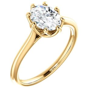 10K Solid Yellow Gold Handmade Engagement Ring 2 CT Oval Cut Moissanite Diamond Solitaire Wedding/Bridal Ring for Womens/Her Gorgeous Ring Sets (4)