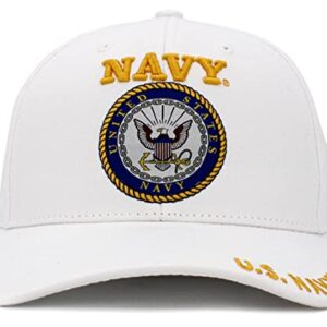 KBNAVY-004 WHT US Navy Officially Licensed Baseball Cap Military USA Vintage Adjustable Hat