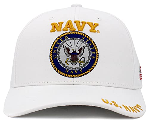 KBNAVY-004 WHT US Navy Officially Licensed Baseball Cap Military USA Vintage Adjustable Hat