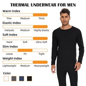 American Trends Thermal Underwear for Men Heavy Weight Long Johns Base Layer Set with Fleece Lined Grey L