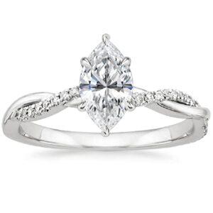 jeweleryium 1 ct marquise cut colorless moissanite engagement ring, wedding/bridal ring set, solitaire halo style, solid sterling silver vintage antique anniversary bride jewelry, gorgeous gift (7.5)