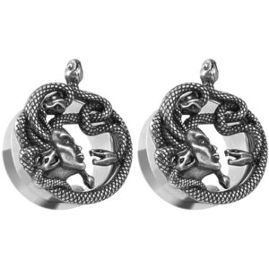 so scene stainless steel medusa double saddle ear plugs gauges sold in pairs (10mm-00 gauge)