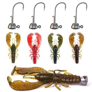 ojy&doiiiy ned rig kit crawfish lures with jig heads for bass fishing,trd soft plastic fishing lures,crayfish lure for ned rig 44 pcs