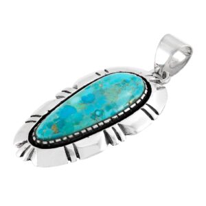 Turquoise Pendant Necklace 20" Sterling Silver 925 Genuine Gemstones (Turquoise)