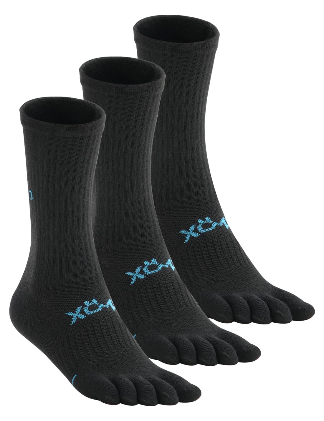 TikMox Calf Toe Socks, Five Finger Crew Running Socks for Men and Women, Cool-Max Moisture Control, Arch Support, High Elasticity & Comfort