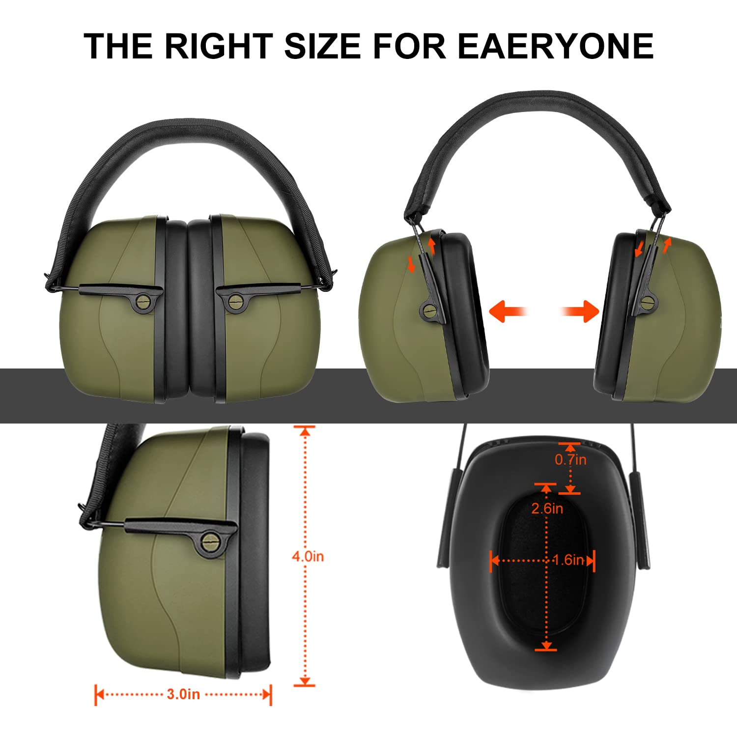 ZOHAN EM028 Passive Shooting Ear Protection Earmuff, Hearing Protection High Noise Reduction SNR 35dB for Gun Range, Hunting, Construction