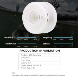 3 Rolls PVA Fishing Line, Tear Resistant Water Soluble White Bait Line Reel, Funnel System 20m Dissolving Fishing String Tape Tool Accessory, for Outdoor Fishing Accessory