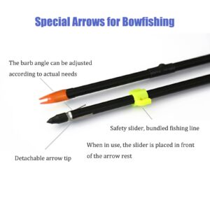 Bow Fishing Reel with Bowfishing Arrows Set Archery Bow Fishing Reel Kit Bowfishing Tool Accessories Bow Fishing Arrows with Safety Slides for Compound Bow Recurve Bow (Black)